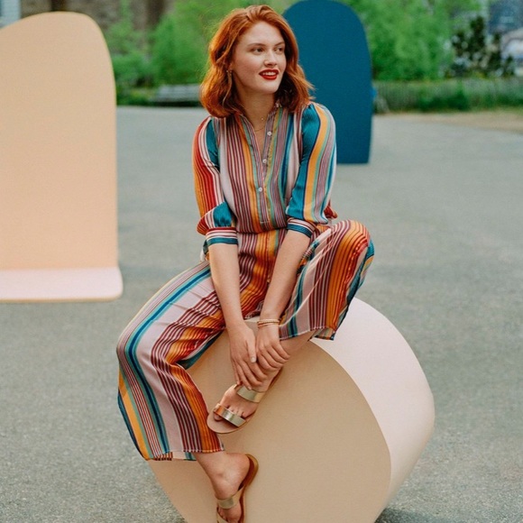 dRA Los Angelos Dream in Colour Jumpsuit Belted Wide Leg Multicolour Striped Jum - Picture 3 of 14